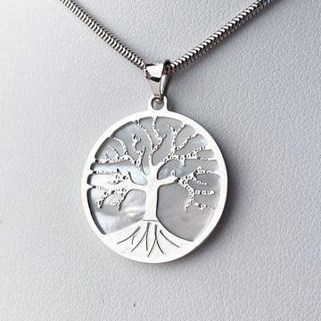 Bílé zlato přívěsek STROM ŽIVOTA s perletí